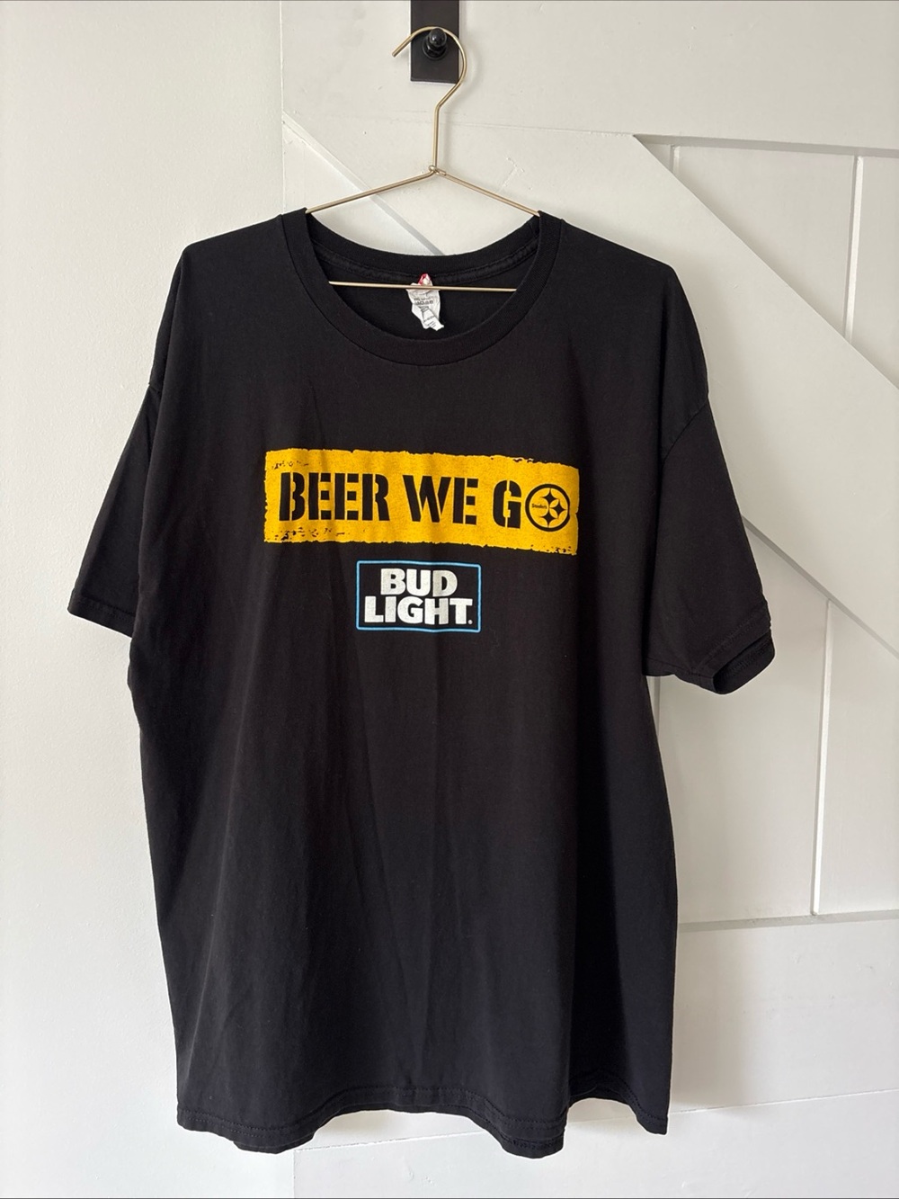 Hanes “Beer We Go” Pittsburgh Steelers Bud Light T-Shirt Size 2XL Football
